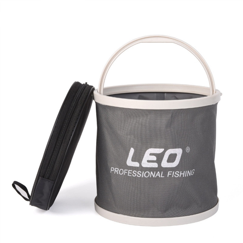 LEO Canvas Plastic Folding Fish Bucket Portable Outdoor Camping Fishing Bucket Tool