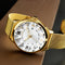 SKMEI 9166 Business Gold Stainless Steel Strap Date Display Waterproof Men Watch Quartz Watch