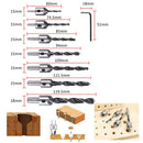 Drillpro 23Pcs Woodworking Chamfer Countersink Drill Bit Set 6Pcs 1/4" Hex 5 Flute 90 Degree Countersink Drill Bits 7Pcs Three Pointed Countersink Drill Bit 8Pcs Wood Plug Cutter and Automatic