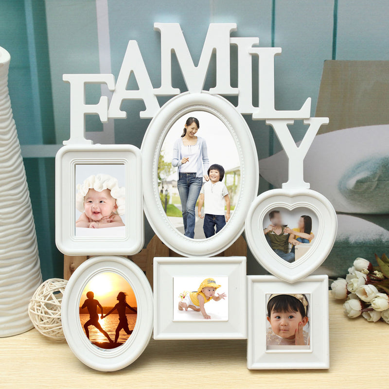 Family Picture Frames Photo Frame Wall Hanging Picture Holder Display Home Decor White Plastic