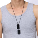 Men Stainless Steel Hangtag Pendant Chain Trendy Black Plating Necklace