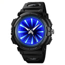 SKEMI 1521 Creative Mirror Dial LED Backlight 5ATM Stainless Steel Men Wristwatch Quartz Watch