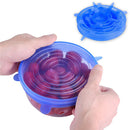 6PCS Silicone Microwave Freezer Fresh Covers Bowl Pan Stretch Spill Lid Stopper Cover Can Opener