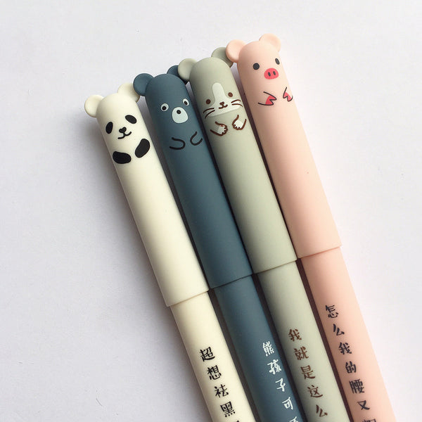 4 Pcs Cartoon Erasable Gel Pen Blue Black Ink School Office Stationery Supply