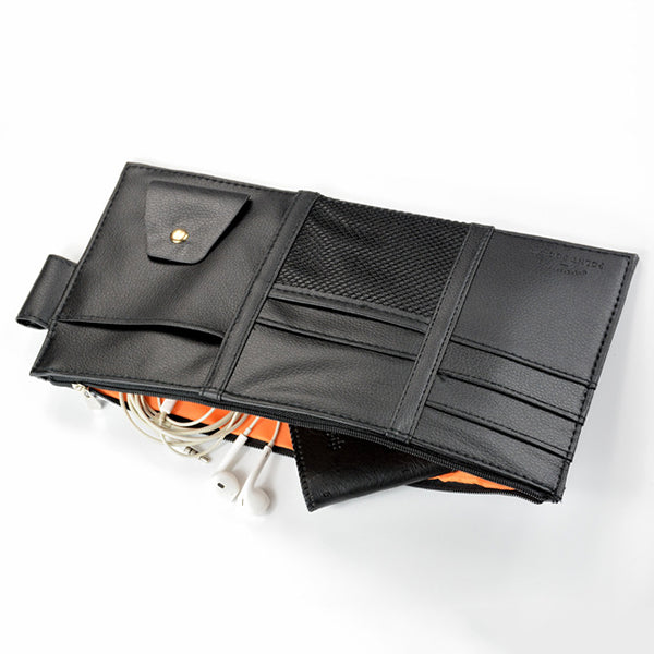 Multifunctional Leather Car Storage Bag Visor Cover Card License Holder Glasses Folder