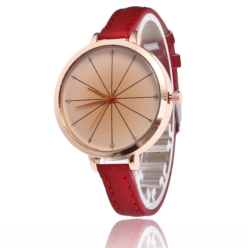 Fashion Cross Line Leather Band Ladies Dress Women Quartz Watch
