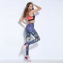 Gradient Printing Quick-Drying Sports Fitness Compression Tight Yoga Pants Nine Points Foreign Trade Yoga Clothes