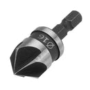 Drillpro 3pcs/Set 5 Flutes 90 Dgree Chamfer Cutter 1/4" Shank 12/16/19mm Countersink Drill Bit Kit