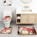 4Pcs Christmas Bathroom Non-Slip Rug+Lid Toilet Covers Bath Mat+Shower Curtain