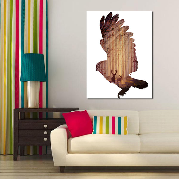 Miico Hand Painted Oil Paintings Simple Style-B Flying Owl Wall Art For Home Decoration Painting