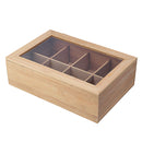 8 Compartments Wooden Tea Box Glass Top Lid Cover Container Teabags Display Storage Gift