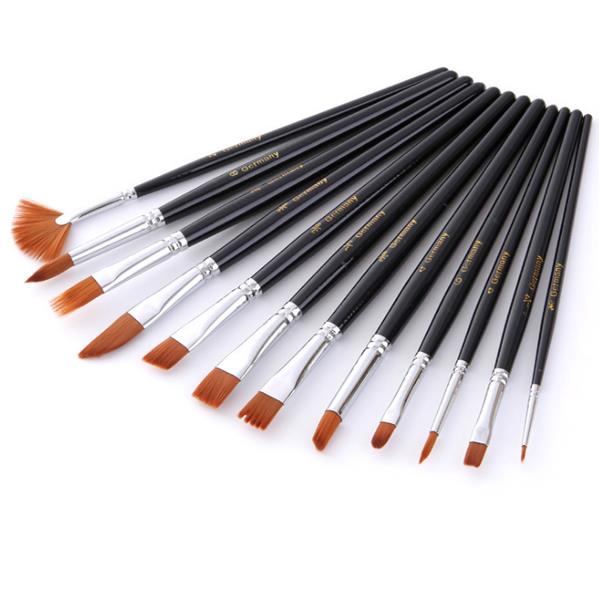 Zhuting ZN 0015A 12 Pcs Short Rod Copper Tube Nylon Writing Brush Supplies