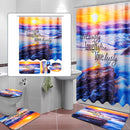 Sandy Beach Waterproof Bathroom Shower Curtain Toilet Cover Mat Non-Slip Rug Set