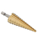 Drillpro 2pcs HSS Titanium Coated Step Cone Drill Bit 3/16-7/8 and 1/4-1-3/8 Inch Hex Shank Hole Cutter