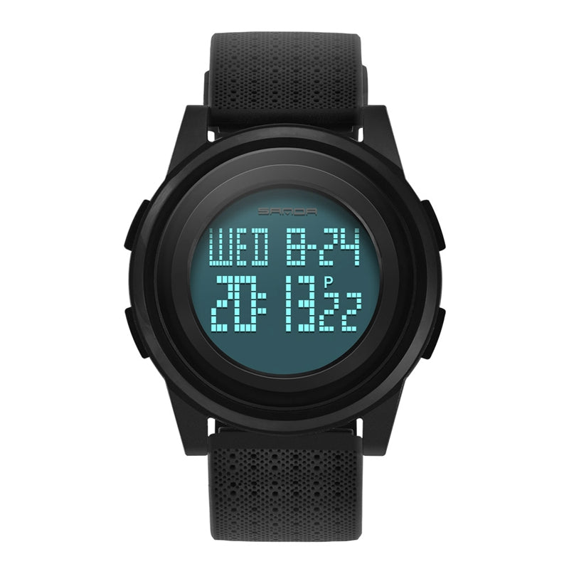 SANDA 337 Digital Watch LED Waterproof PU Leather Sports Student Watch
