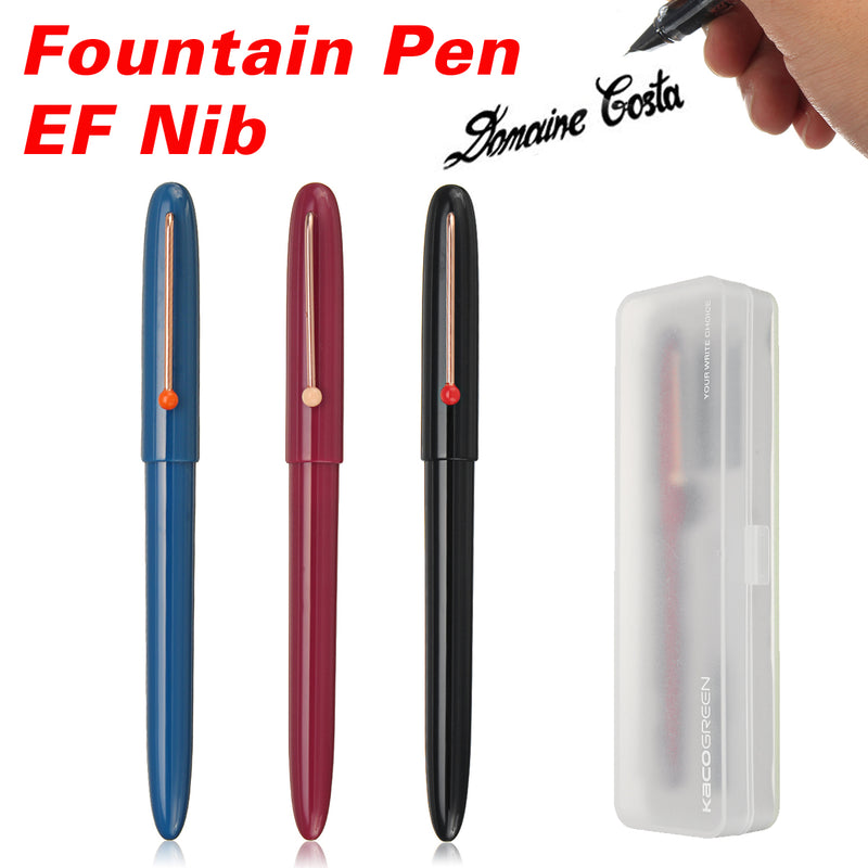 KACO RETRO Fountain Pen Hooded EF Nib Plastic Dot Clip Pen with Box Gift Ink Cartridges Pens