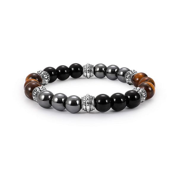 Vintage Tiger-eye Men's Beaded Bracelet Natural Stone Beads Buddha Bracelets for Men