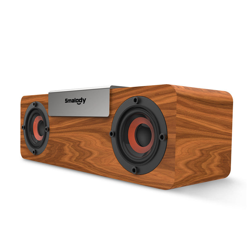 Smalody bluetooth 5.0 Speaker Portable Wooden Wireless TWS Speaker Stereo Subwoofer TF Card FM Headset