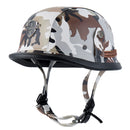 BYB Retro Cruiser Half Face Helmet Motorcycle Riding Leather Camouflage/Black
