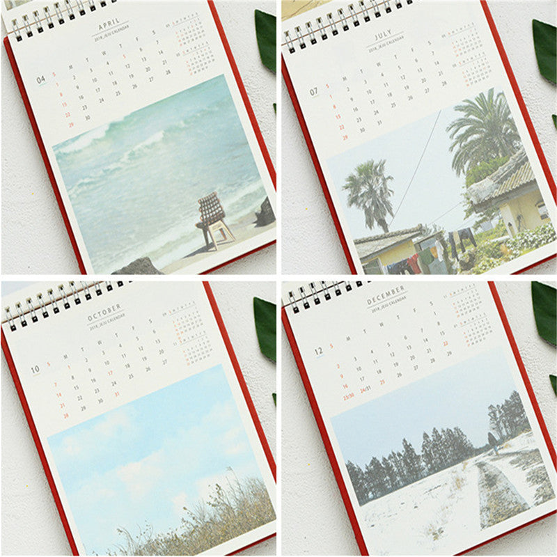 2018 Desk Standing Calendar JeJu Island Sightseeing Monthly Agenda Planner School Office Supplies