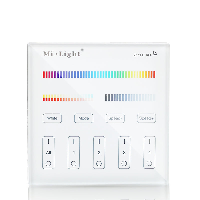Mi Light Battery Powered B4 4-Zone RGB+CCT Smart Panel RF Controller For LED Strip Light Lamp Bulb