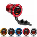 QC 3.0 Motorcycle Car Socket Dual USB Port Charger Socket Voltmeter Current Display