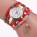 DUOYA DY066 Ladies Bracelet Watch Leaf Fabric Retro Style Quartz Watches