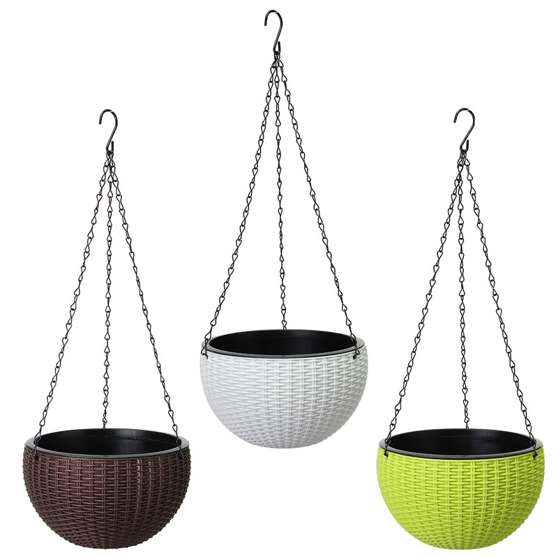 Gardening Rattan Waven Hanging Flower Chain Basket Pot Plant Holder Home Balcony Decorations