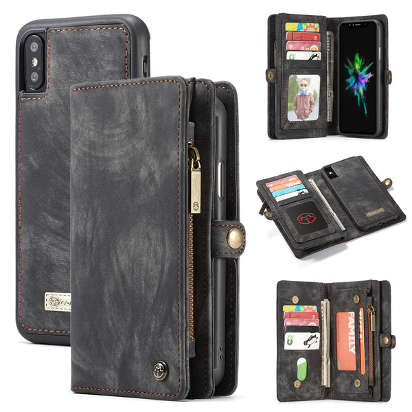 Caseme Magnetic Detachable Zipper Wallet Cash Pocket Card Slots Protective Case For iPhone XS Max