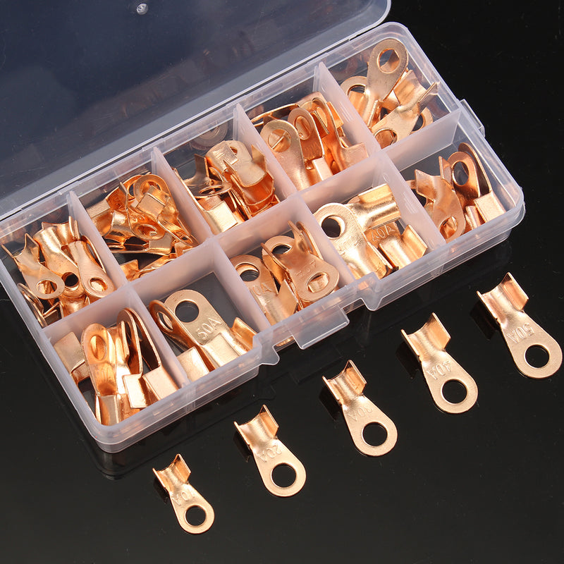 70pcs 10A 20A 30A 40A 50A OT Cable Wire Terminal Connector Copper Lugs