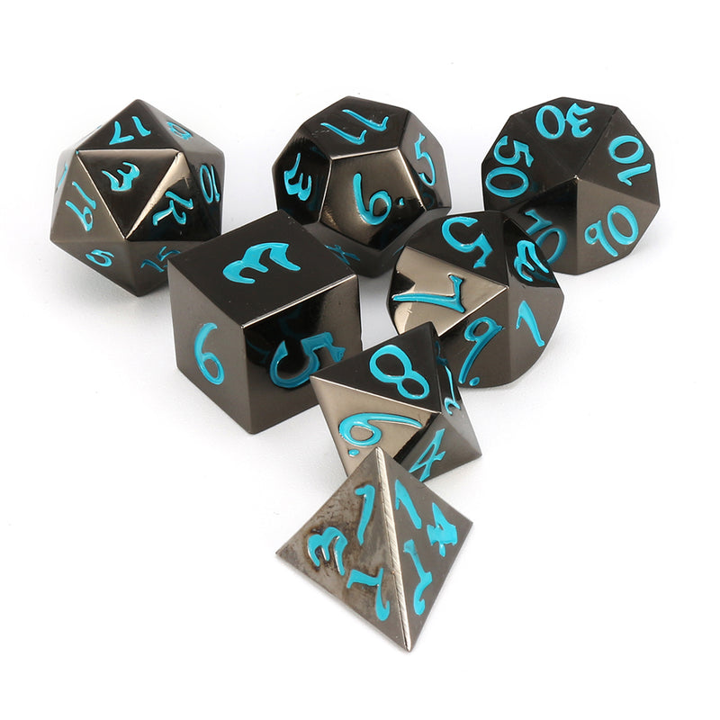 7Pcs Antique Metal Polyhedral Dices Multisided Dices Set Role Playing Game Dice With Bag