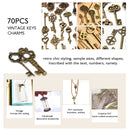 70Pcs Vintage Bronze Skeleton Heart Key Pendants DIY Accessaries