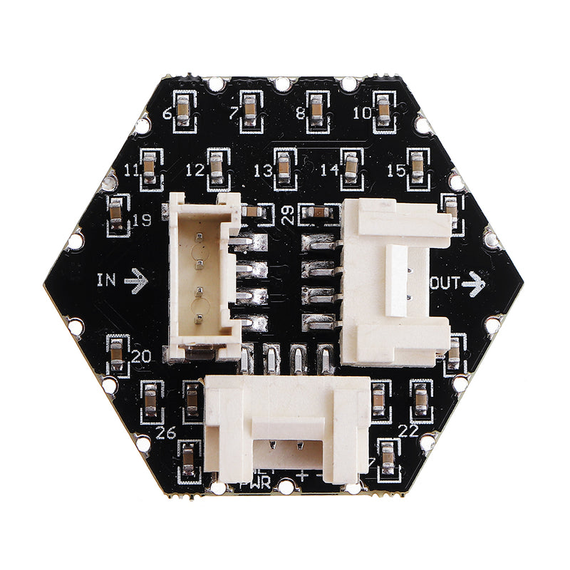 WS6812 37Pcs HEX RGB LED Hexagon LED Board with  3 GROVE Port Compatible with M5Stack UI-Flow