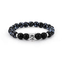 Fashion Men's Beads Bracelet Leopard Charm Natural Stone Adjustable Bracelets