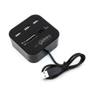 DM-HC01 All-in-one 3 Ports USB 2.0 HUB SD TF MS M2 MMC Card Reader Cable Splitter Adapter