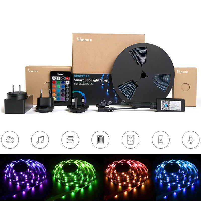 SONOFF L1 Dimmable IP65 2M 5M Smart WiFi RGB LED Strip Light Kit Work With Amazon Alexa Google Home