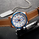MEGIR 2082 Waterproof Sport Men Wrist Watch Calendar Leather Strap Quartz Watches