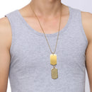 Men Stainless Steel Hangtag Pendant Chain Trendy Black Plating Necklace