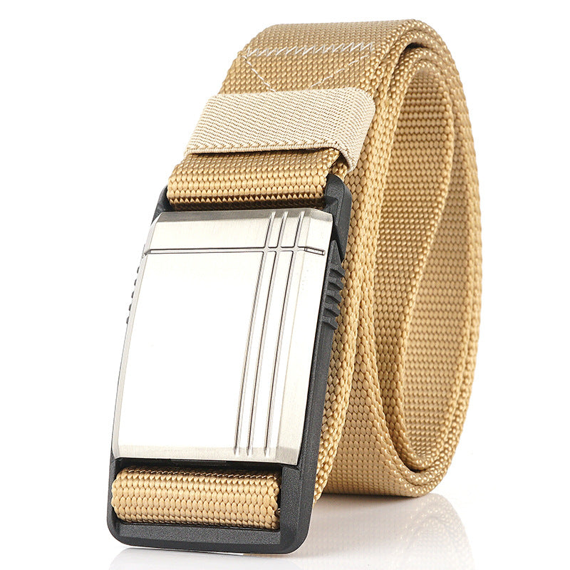 AWMN 125cm Men's Nylon Belt Magnetic Quick Release Metal Buckle Tactical Belt