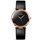SINOBI 9393 Ultra Thin Unisex Wrist Watch Genuine Leather Strap Casual Style Quartz Watch