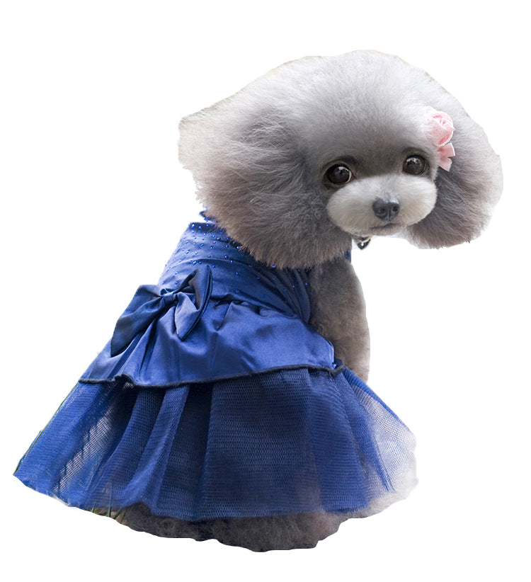 Summer Dog Dress Puppy Hot Drilling Wedding Dress Lace Doggy Skirt