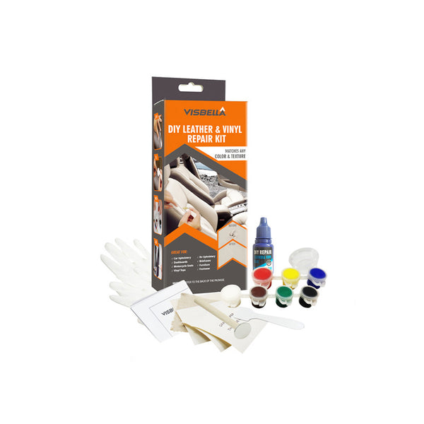 VISBELLA Leather Vinyl Repair Kit Glue Color Paste Car Repair Seat Clothing Boot Rrip fix Crack Cuts with 10Pcs Patch Sealers