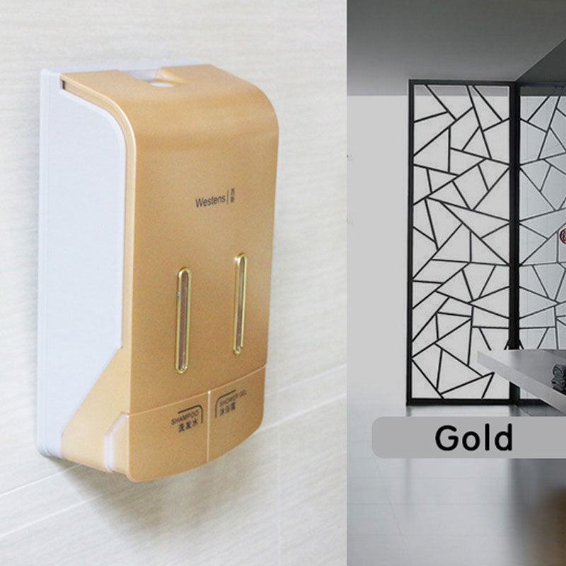 Wall Mounted Double Manual Liquid Soap Dispenser Hand Pressing Lotion Container