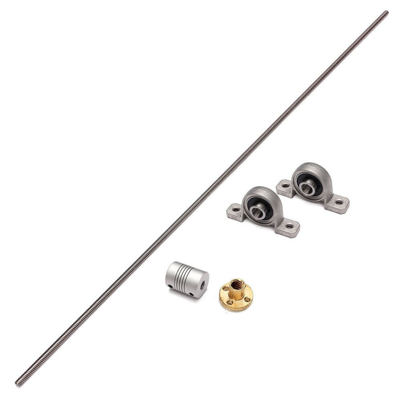 T8 800mm Stainless Steel Lead Screw Set with Shaft coupling and Mounting Support