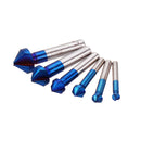 Drillpro 6Pcs 3 Flutes HSS Blue Nano Chamfering End Mill 90 Degree Chamfer Cutter Countersink Drill Bit