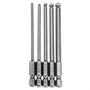 Broppe 5pcs 2.5/3/4/5/6mm 100mm Magnetic Ball Screwdriver Bits 1/4 Inch Hex Shank