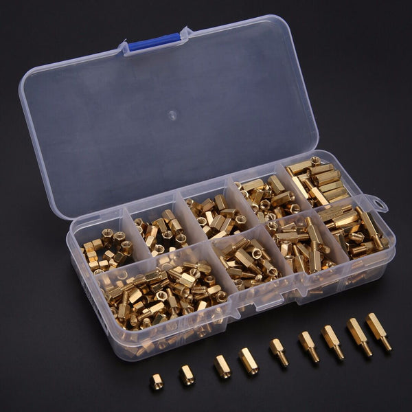 Suleve M3BH7 300Pcs M3 Brass Male-Female Hex Column Standoff Support Spacer Pillar Assortment Kit For PCB Board
