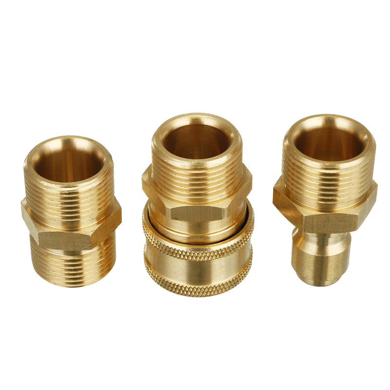 3pcs M22 To 3/8 Quick-Connect Pressure Washer Hose Coupling Pipes Fittings
