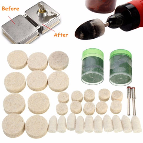 34pcs 1/8 Inch Wool Polishing Buffing Polish Wheel Kit for Dremel