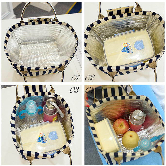 Honana CF-LB034 Woman Lady Fashion Oxford Insulated Cooler Large Capacity Lunch Tote Bag Handbag